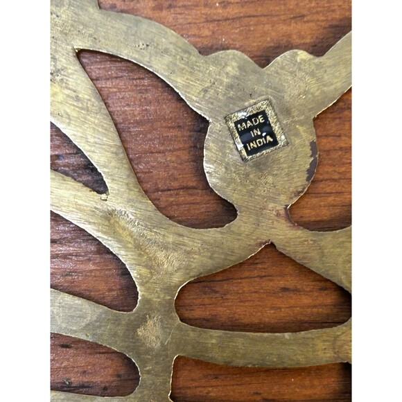 Vintage Brass Butterfly Trivet Decorative Wall Art Metal Hot Pad Made in India - Picture 5 of 7
